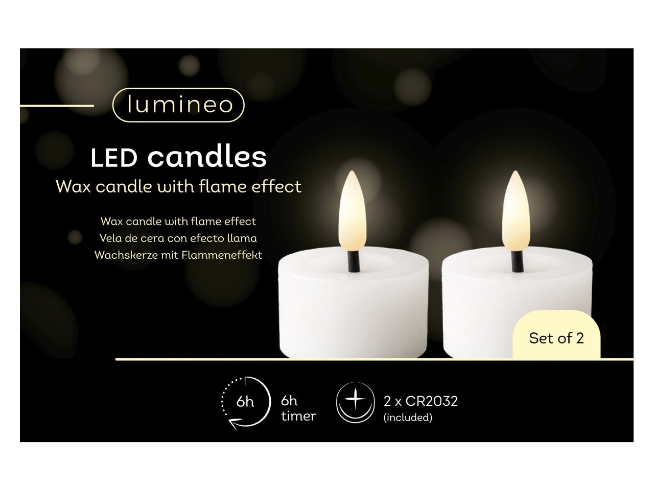 Tealight led 4xh.5,2cm a batteria 2 pezzi bianco