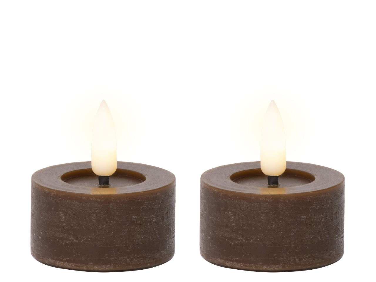 Tealight led 4x4,5cm a batteria 2 pezzi marrone