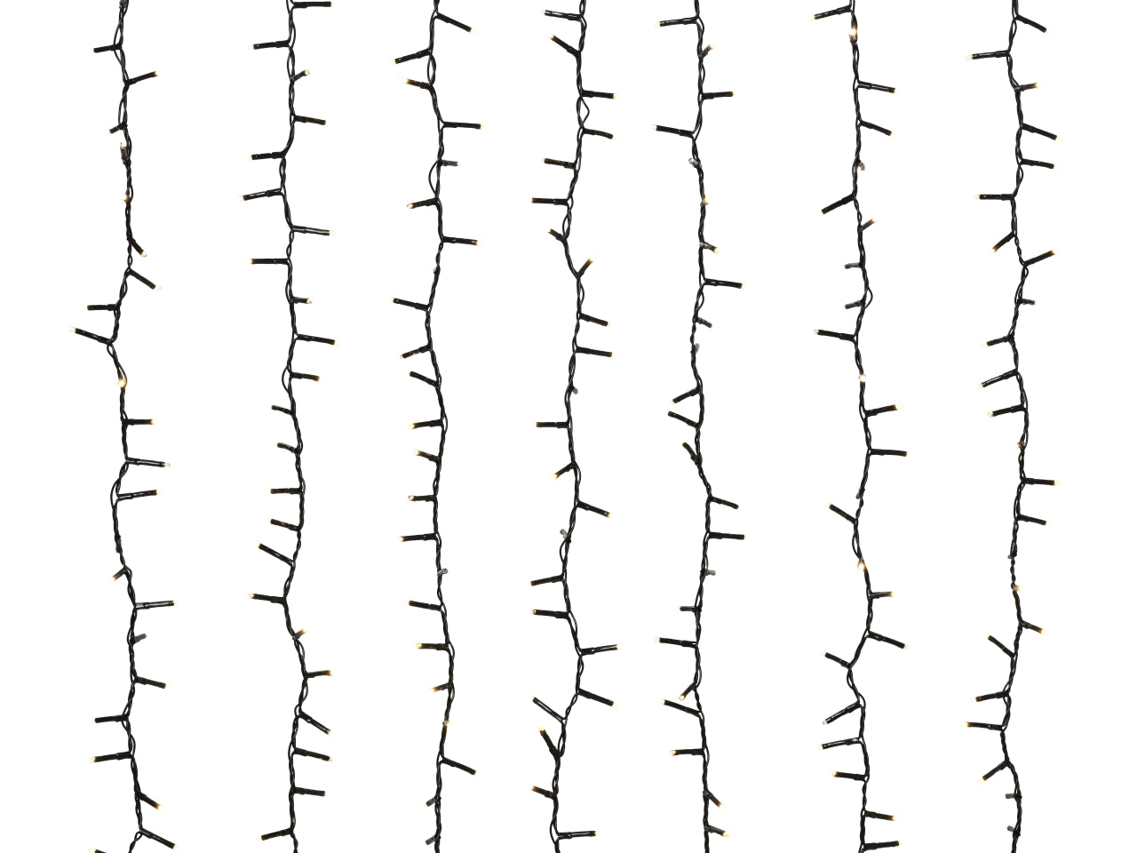 Tenda luci a cascata 1080led bianco caldo effetto scintillante 6 fili neri con luci a grappoli 240x240cm per uso esterno