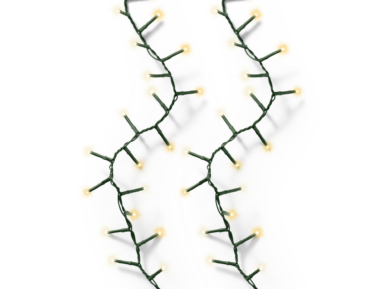 Catena luci 2000led bianco caldo e bianco freddo 8 funzioni 45mt filo verde per uso interno/esterno