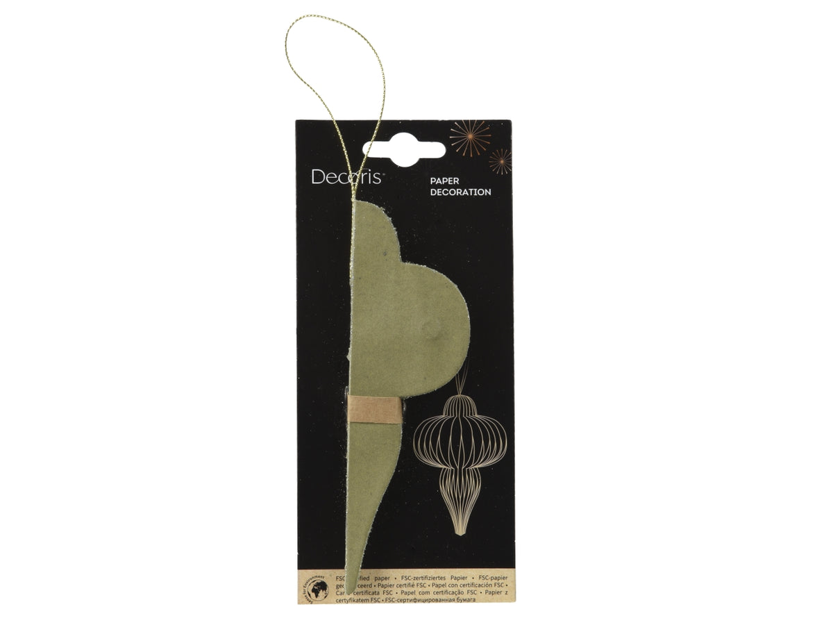 Decorazione goccia in carta 9xh.15cm verde