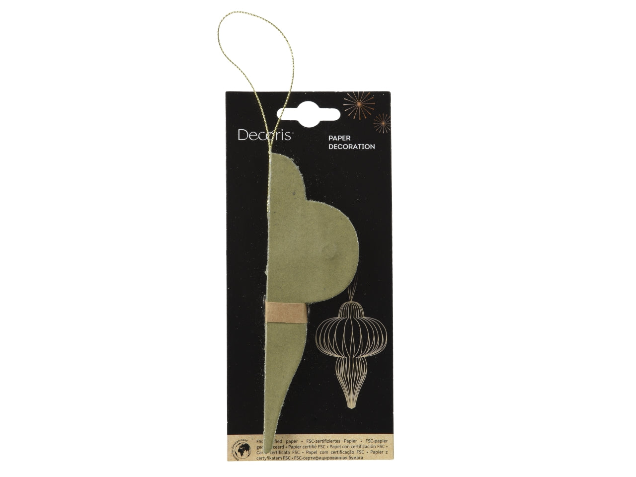 Decorazione goccia in carta 9xh.15cm verde