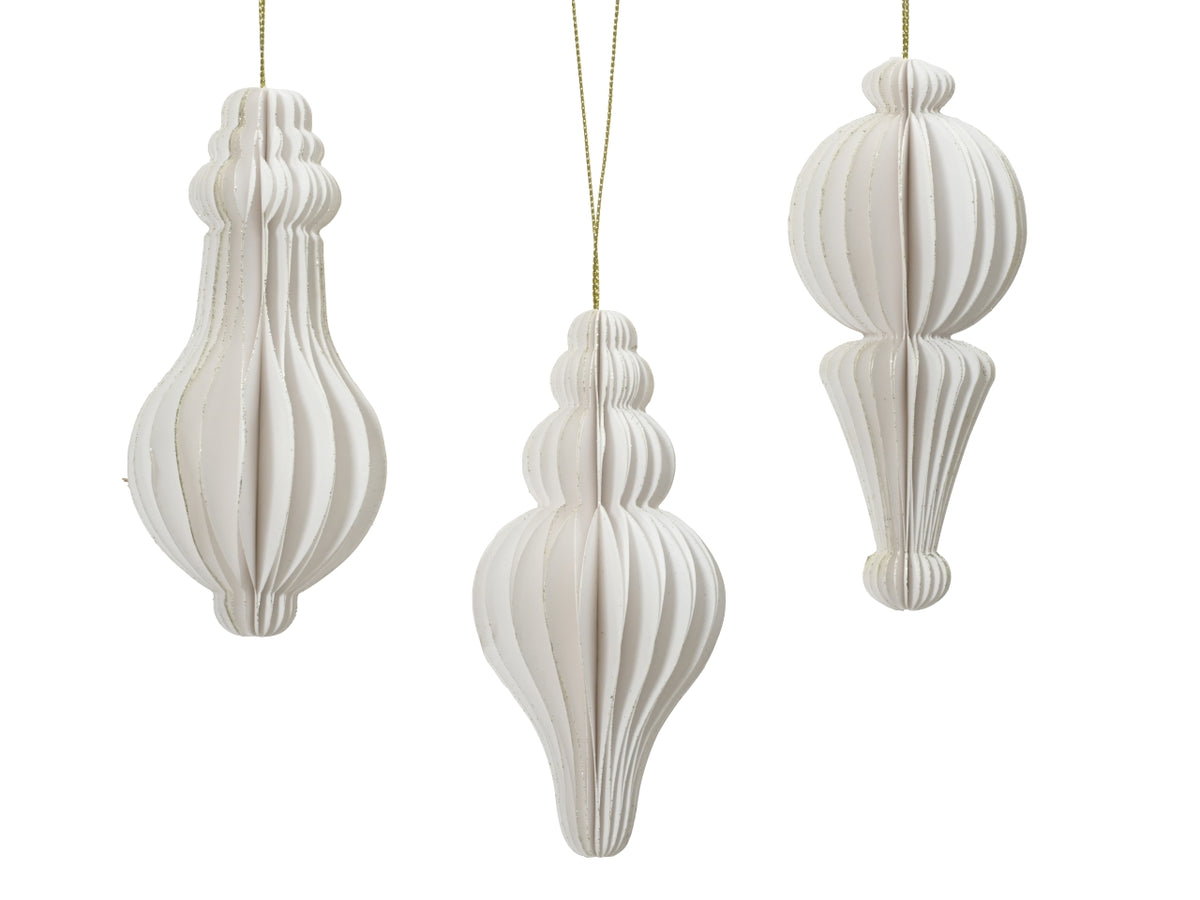 Appendino goccia in carta 5,5xh.12cm bianco modelli assortiti