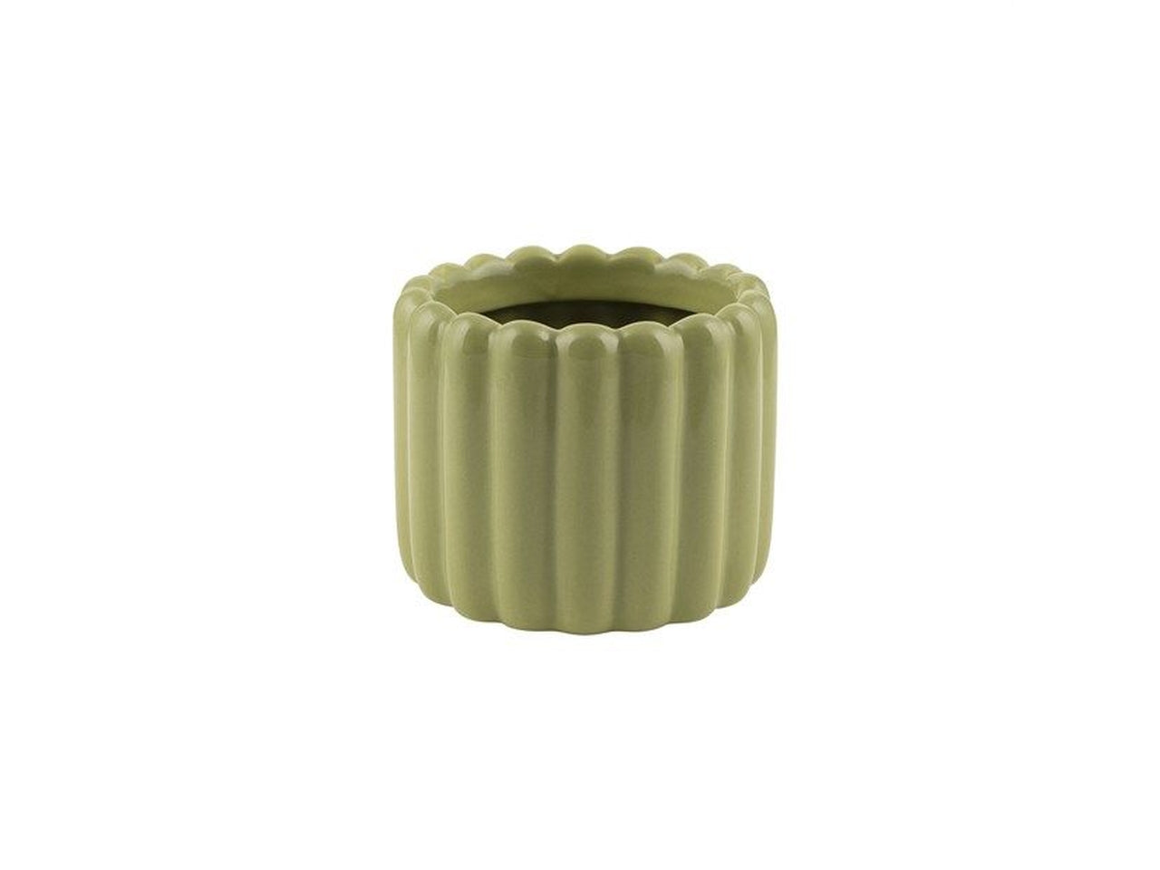 Cilindro rigato ceramica verde h.65x81mm interno h.60x61mm
