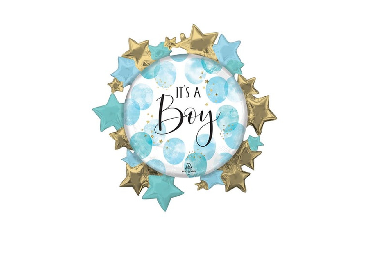 Pallone foil supershape 76x76cm Baby Boy Blue Watercolour