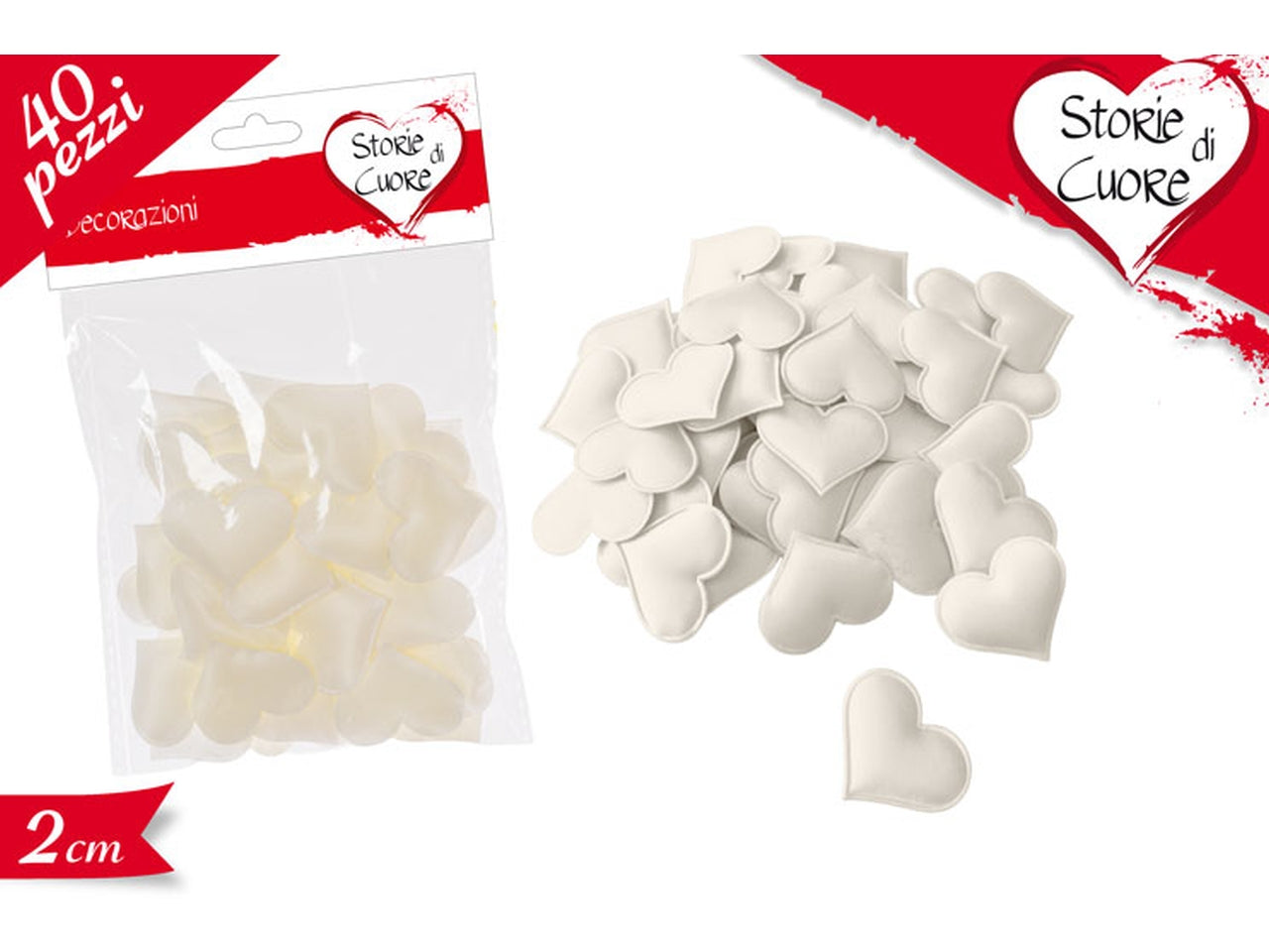 Busta con 40 cuori bianchi