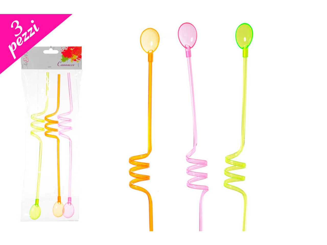 Set di 3 Cannucce con cucchiaino