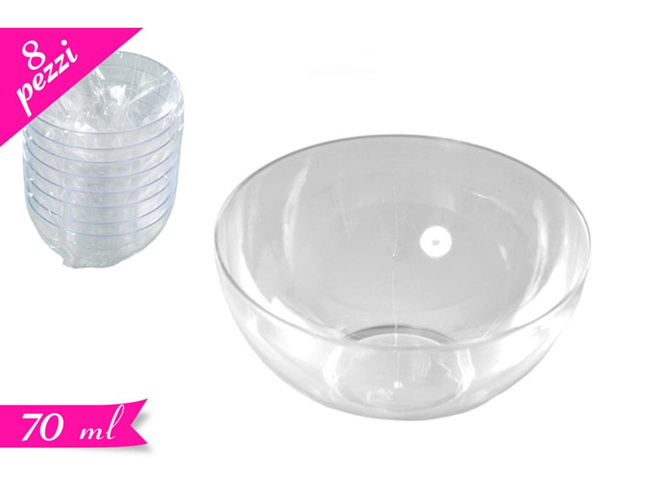 Confezione di 8 ciotoline riutilizzabili trasparenti
