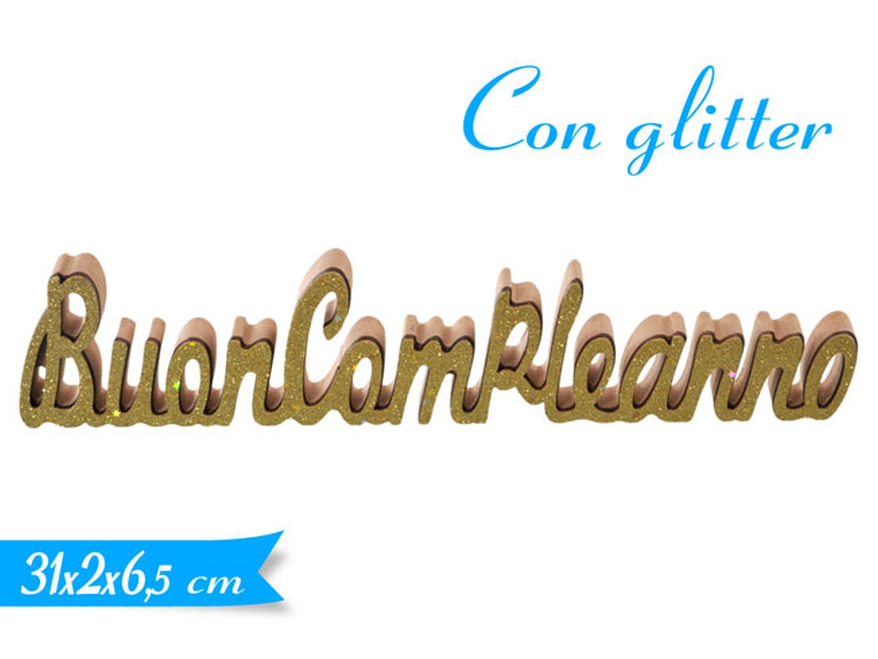 Decorazione buon compleano con glitter oro