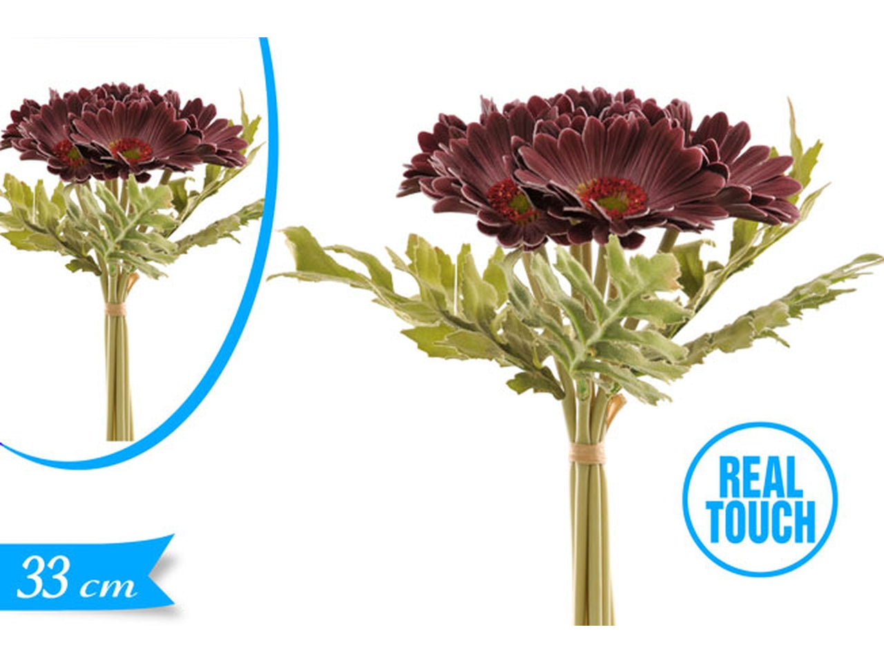 Mazzetto di 6 gerbere viola in gomma