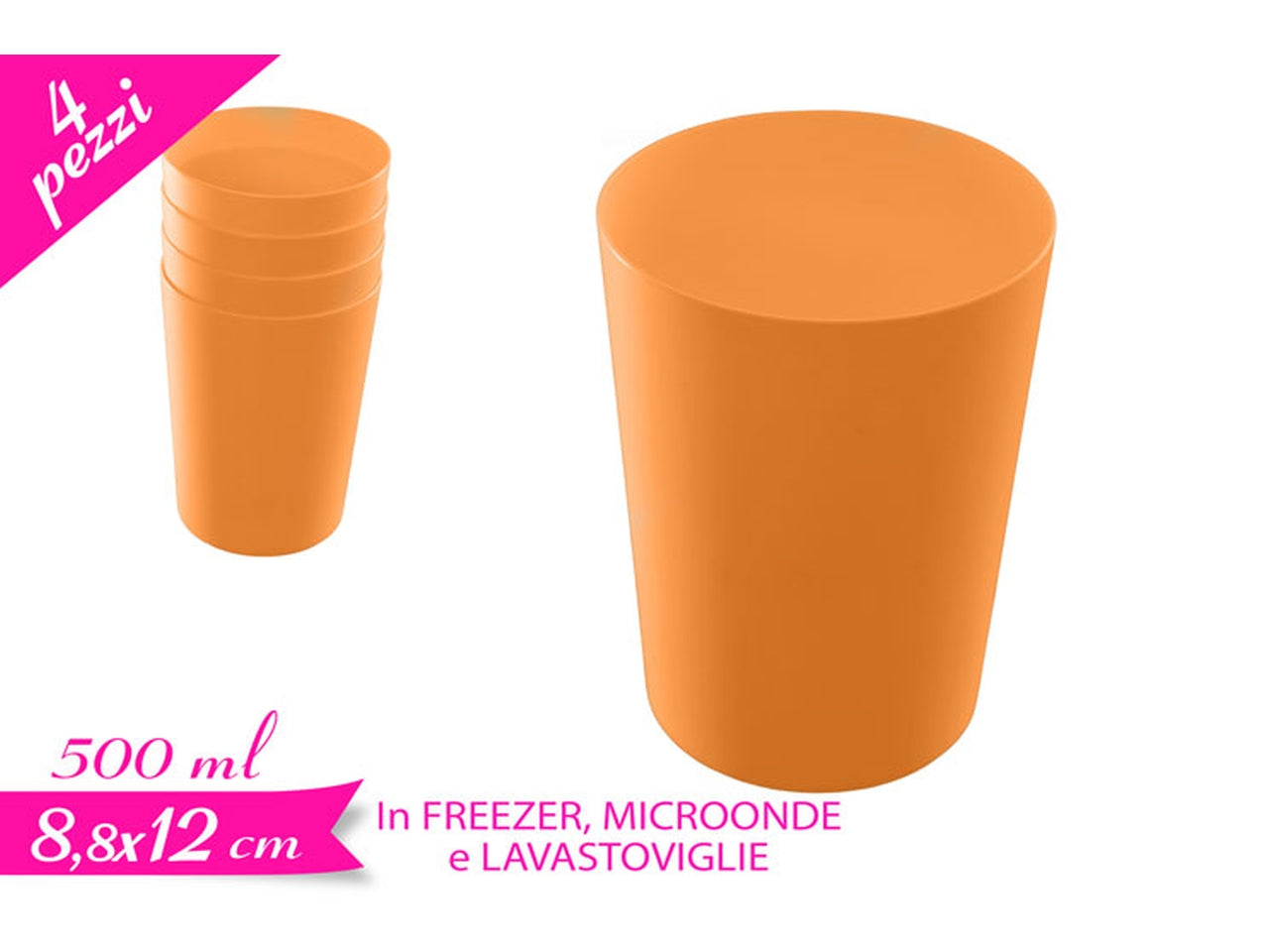 Set 4 bicchieri ocra 500ml