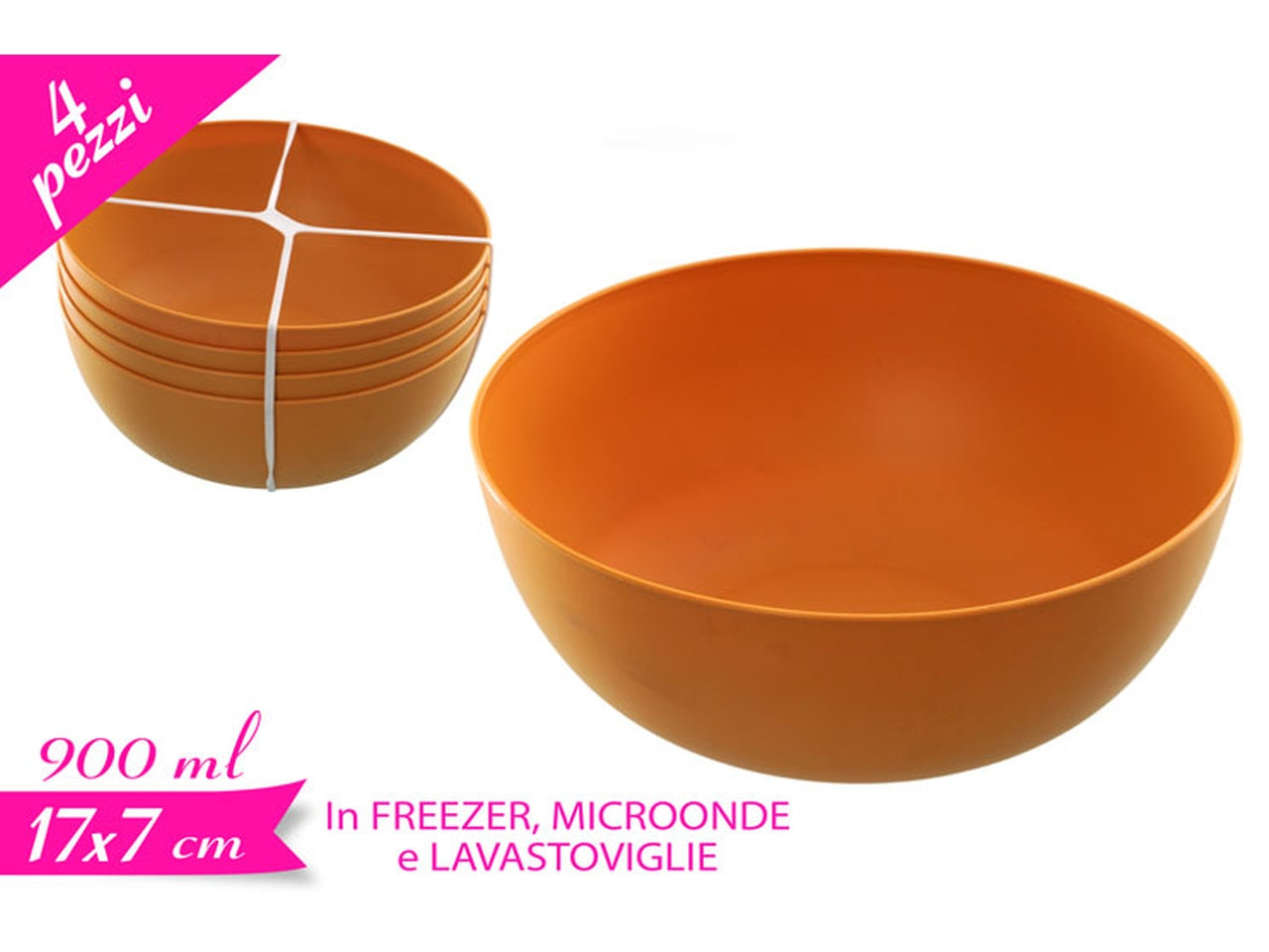 Set 4 scodelle in plastica riutilizzabile, colore ocra elegante per zuppe, cereali e insalate$