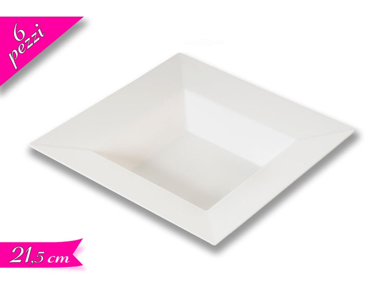 Set 6 piatti quadrati fondi in plastica