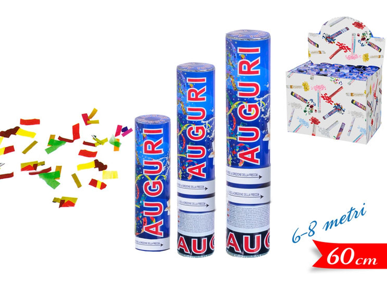 Spara coriandoli auguri 60cm