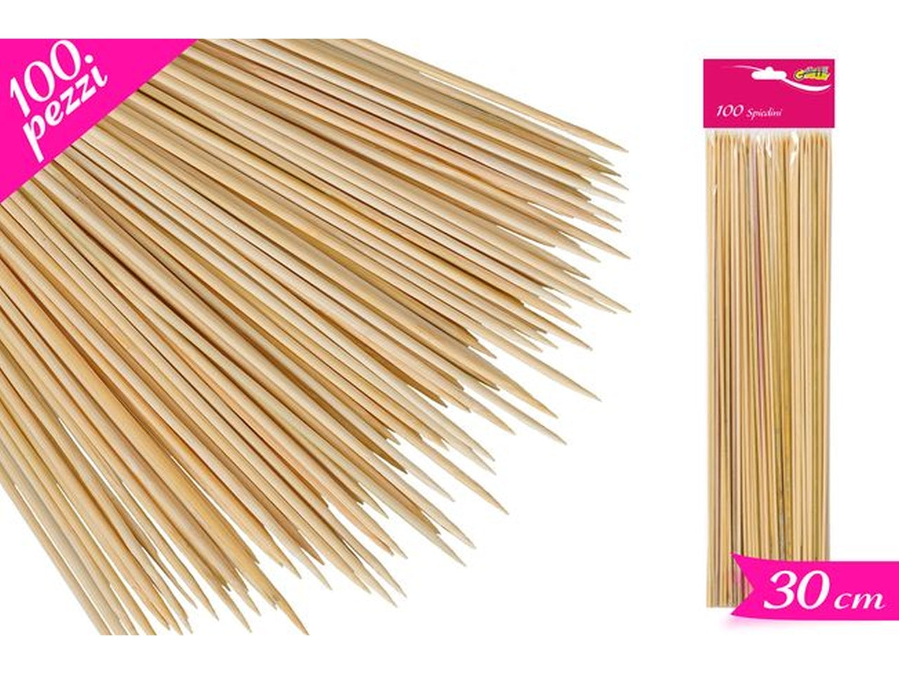 Confezione di 100 spiedini in bamboo da 30cm $