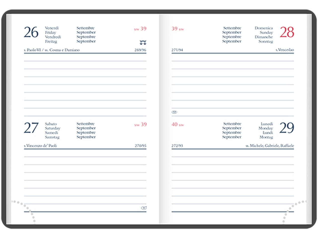 Agenda caribe 2026 7x10cm bigiornaliera azzurro