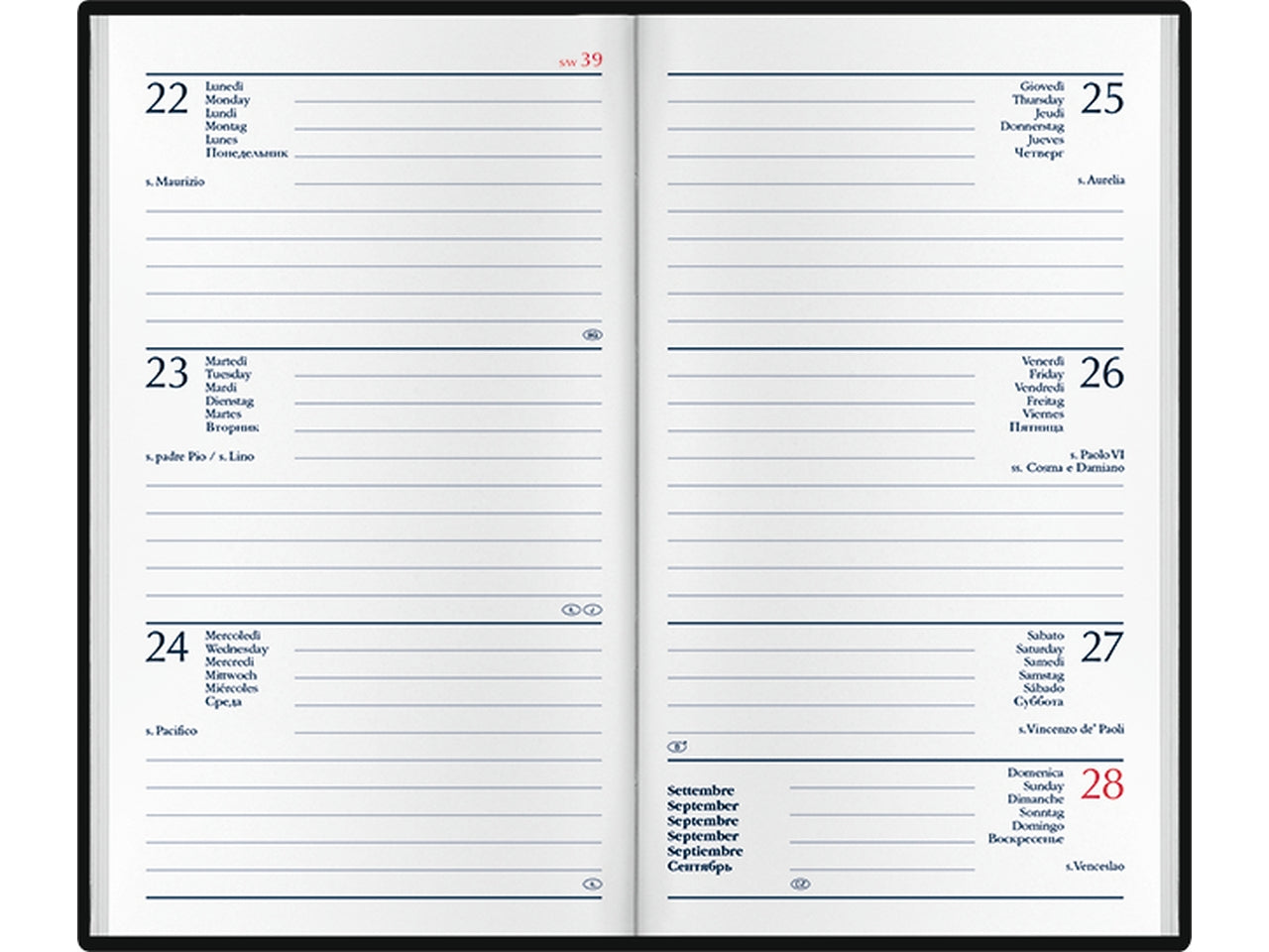 Agenda vertigo 2026 8x14cm settimanale grigio scuro