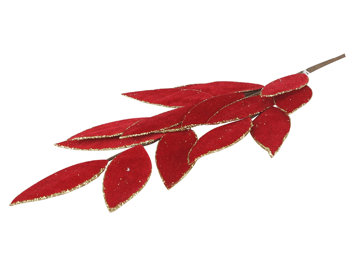 Ramo foglie rosse con bordi oro
