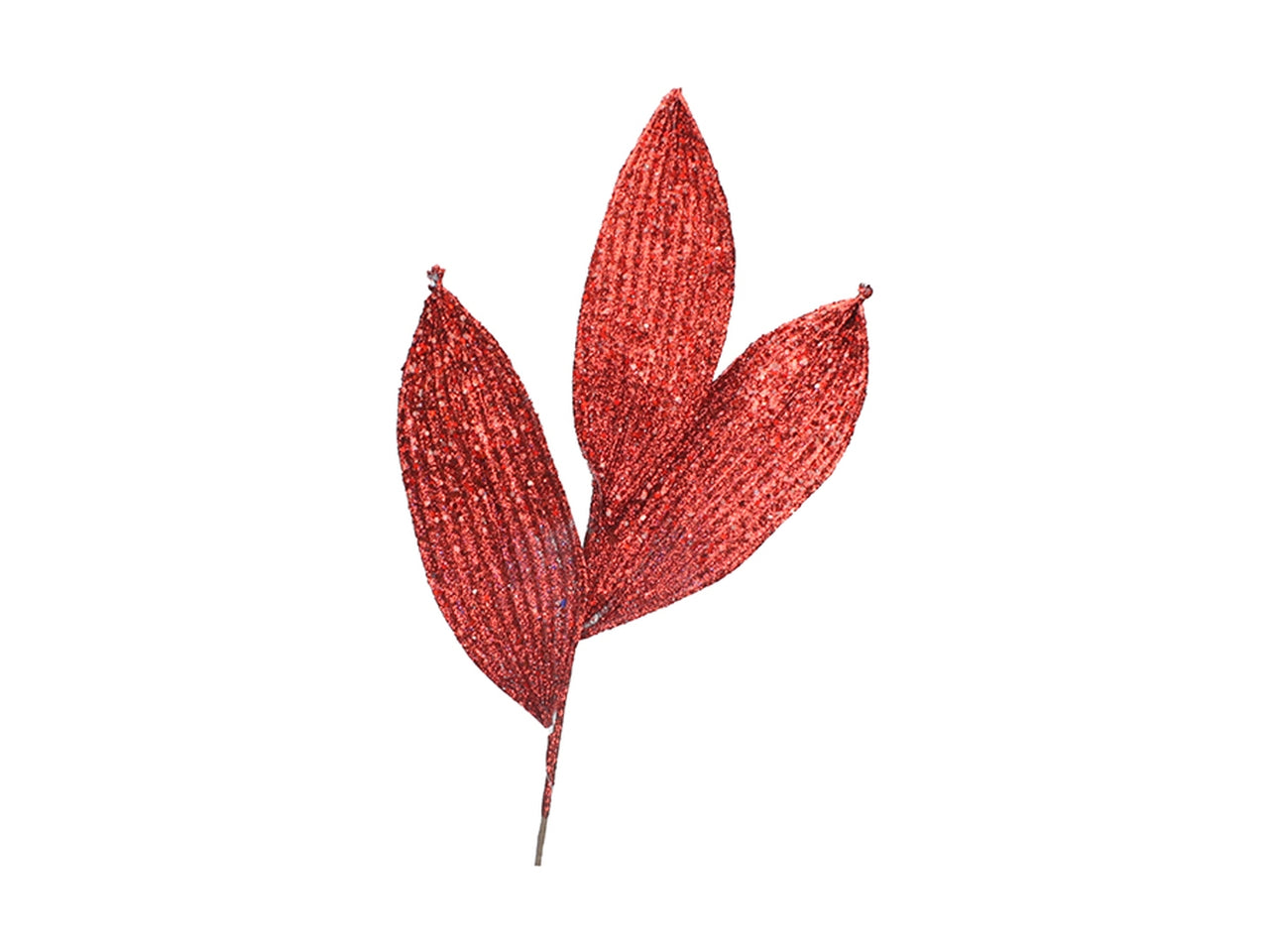 Ramo foglie glitter rossi