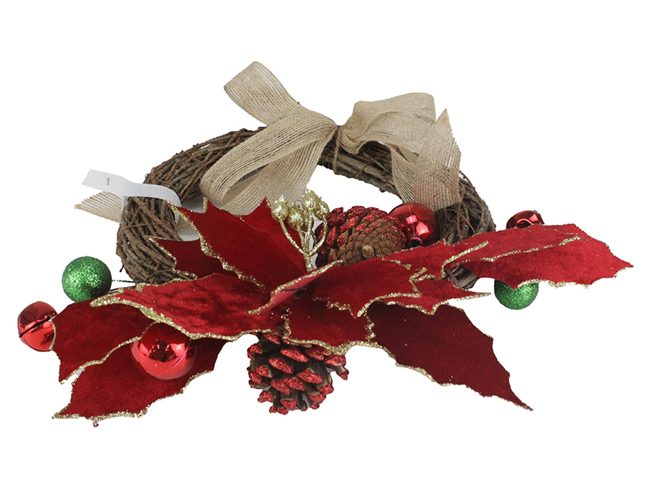 Dietroporta 30cm con stella di natale e sfere rosse