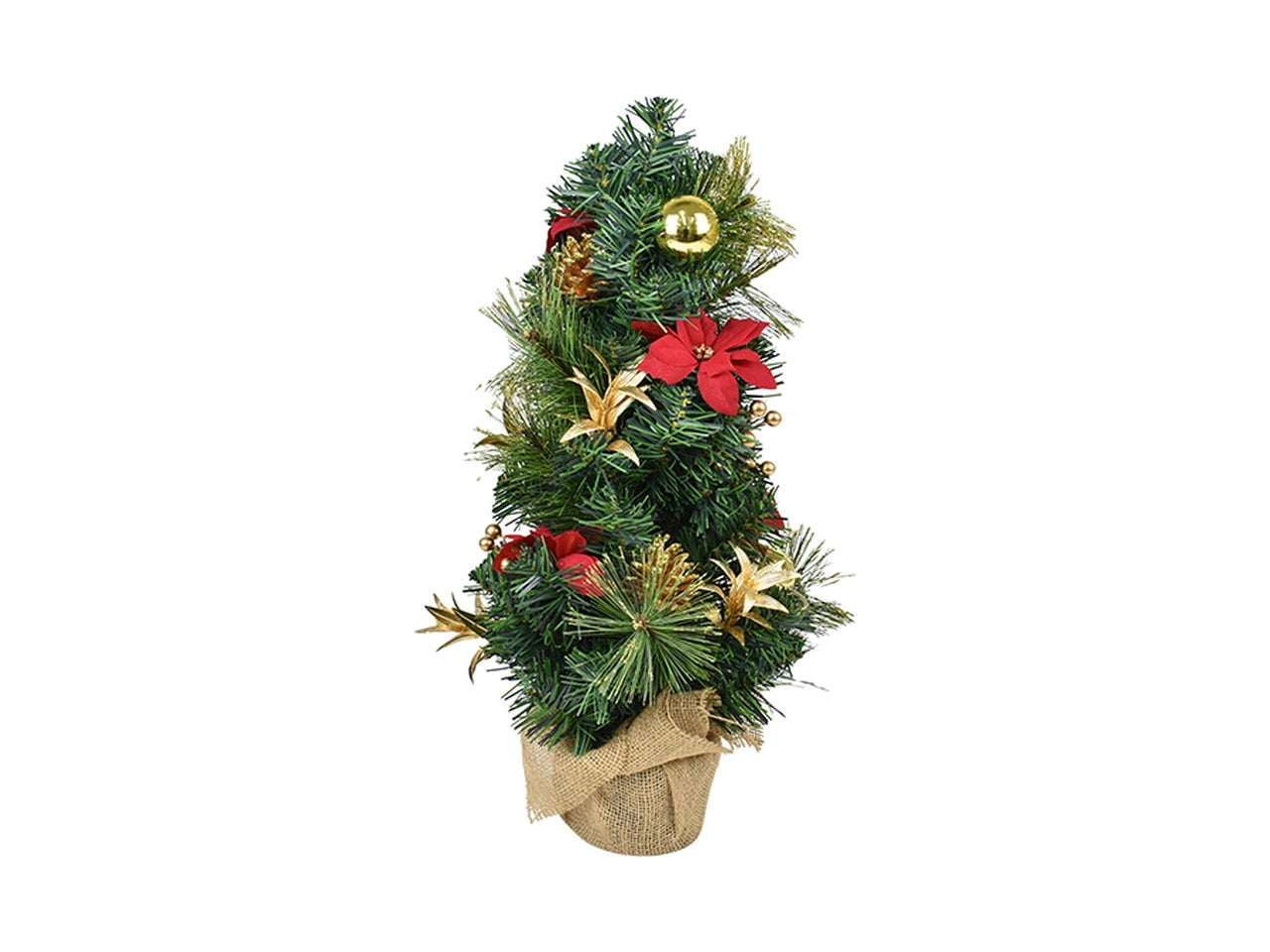 Albero 60cm con stella di natale e base in sacco