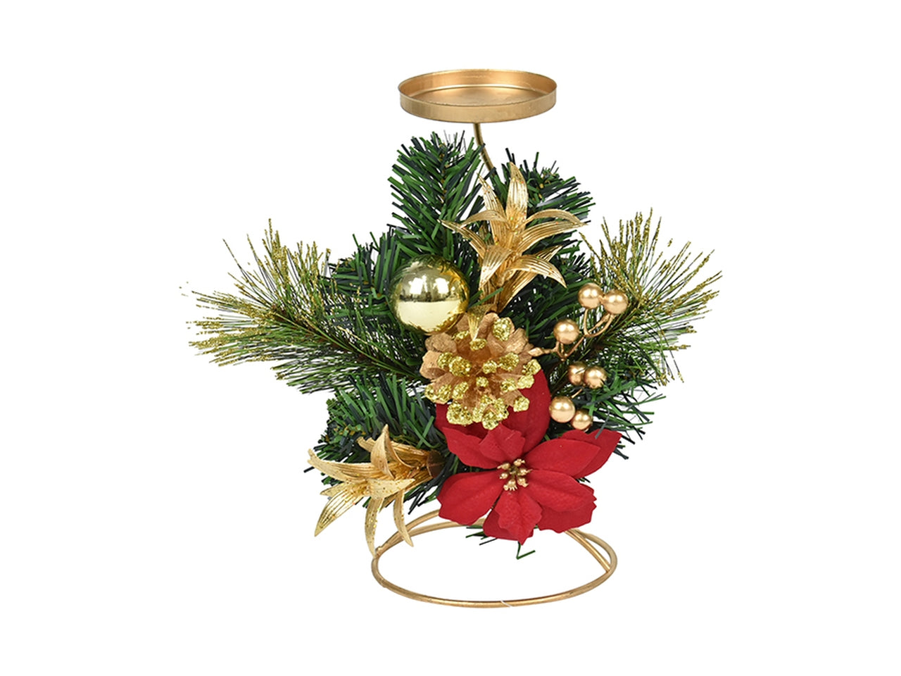 Portacandela 22cm con fiore stella di natale