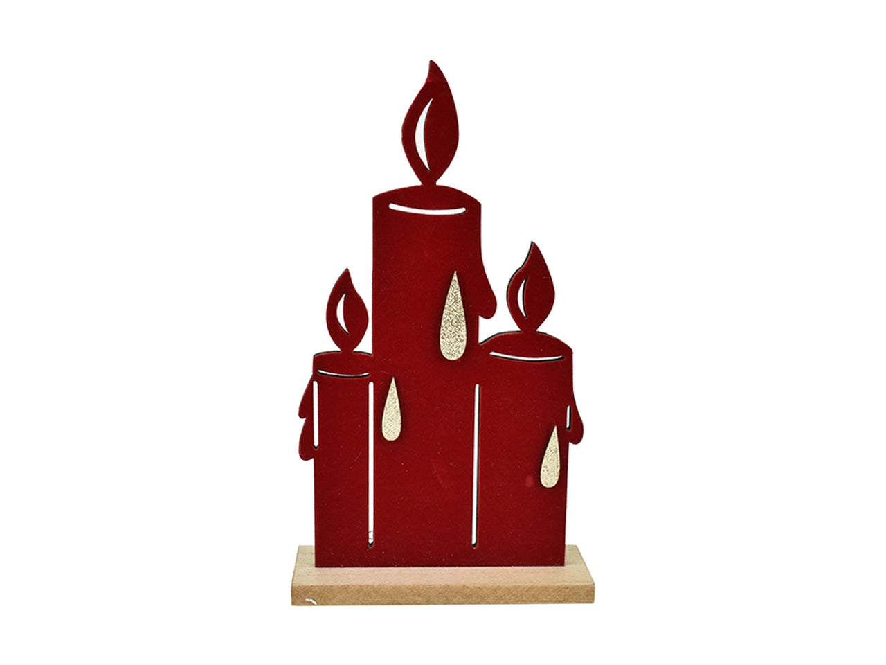 Candele in legno 23x13cm rosso e oro