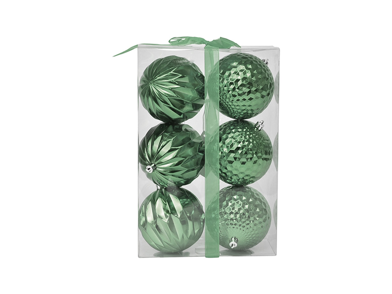 Palla 10cm a rombi e sagomata miste in confezione da 6 pezzi verde scuro