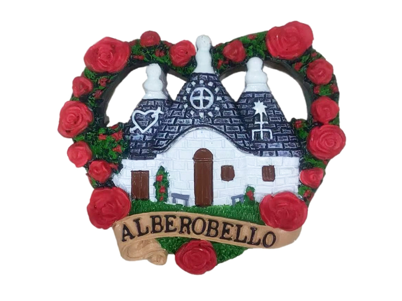 Magnete alberobello cuore rose rosse