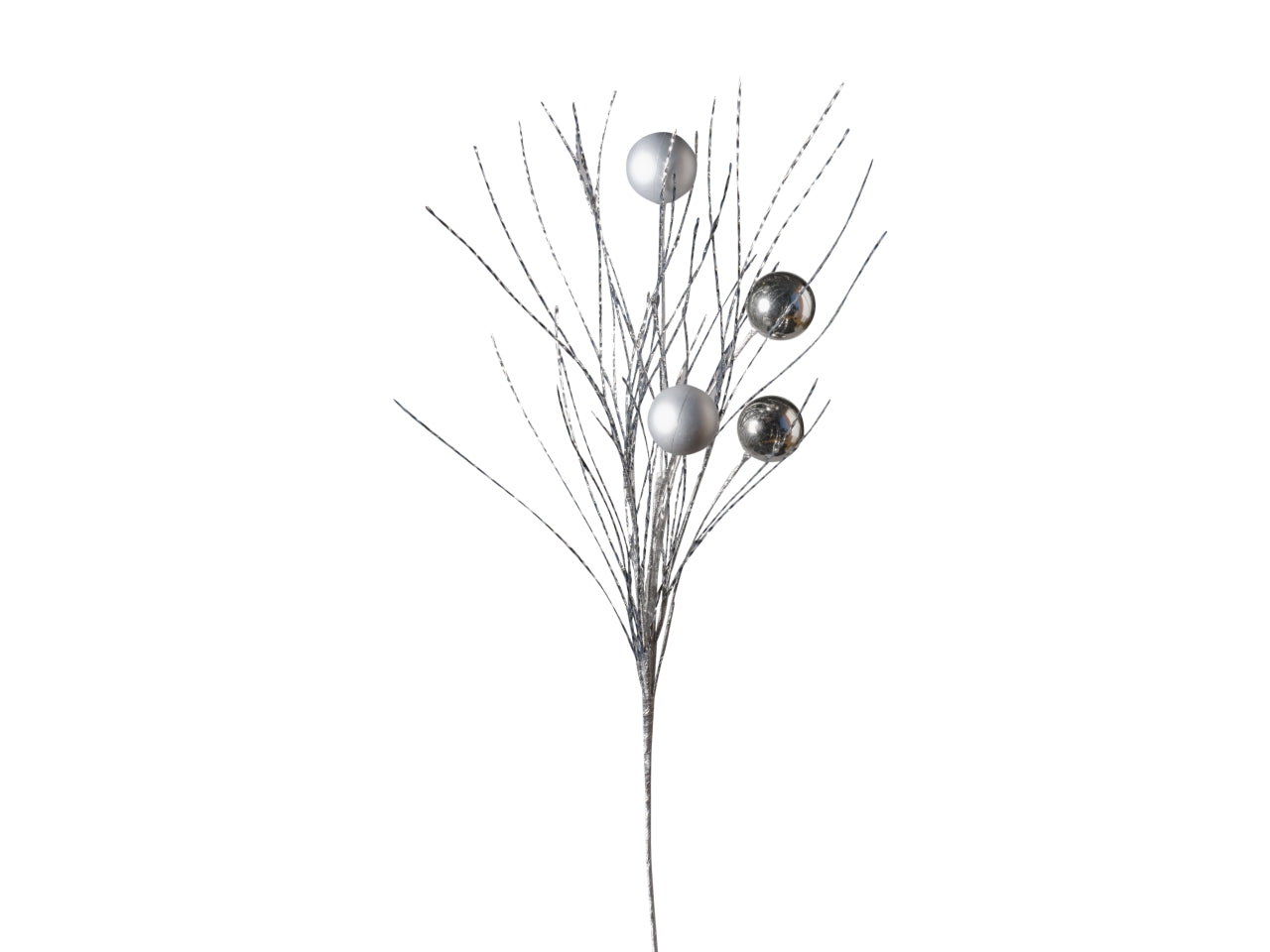 Ramo palline con fili natalizi 90cm 272 argento