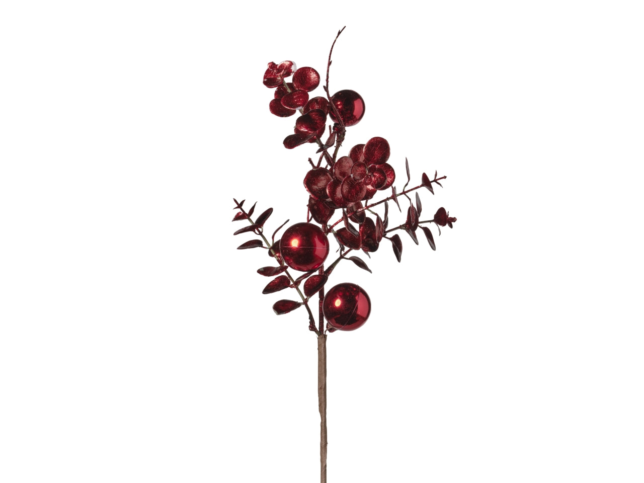 Ramo eucalipto con palline 43cm 253 rosso