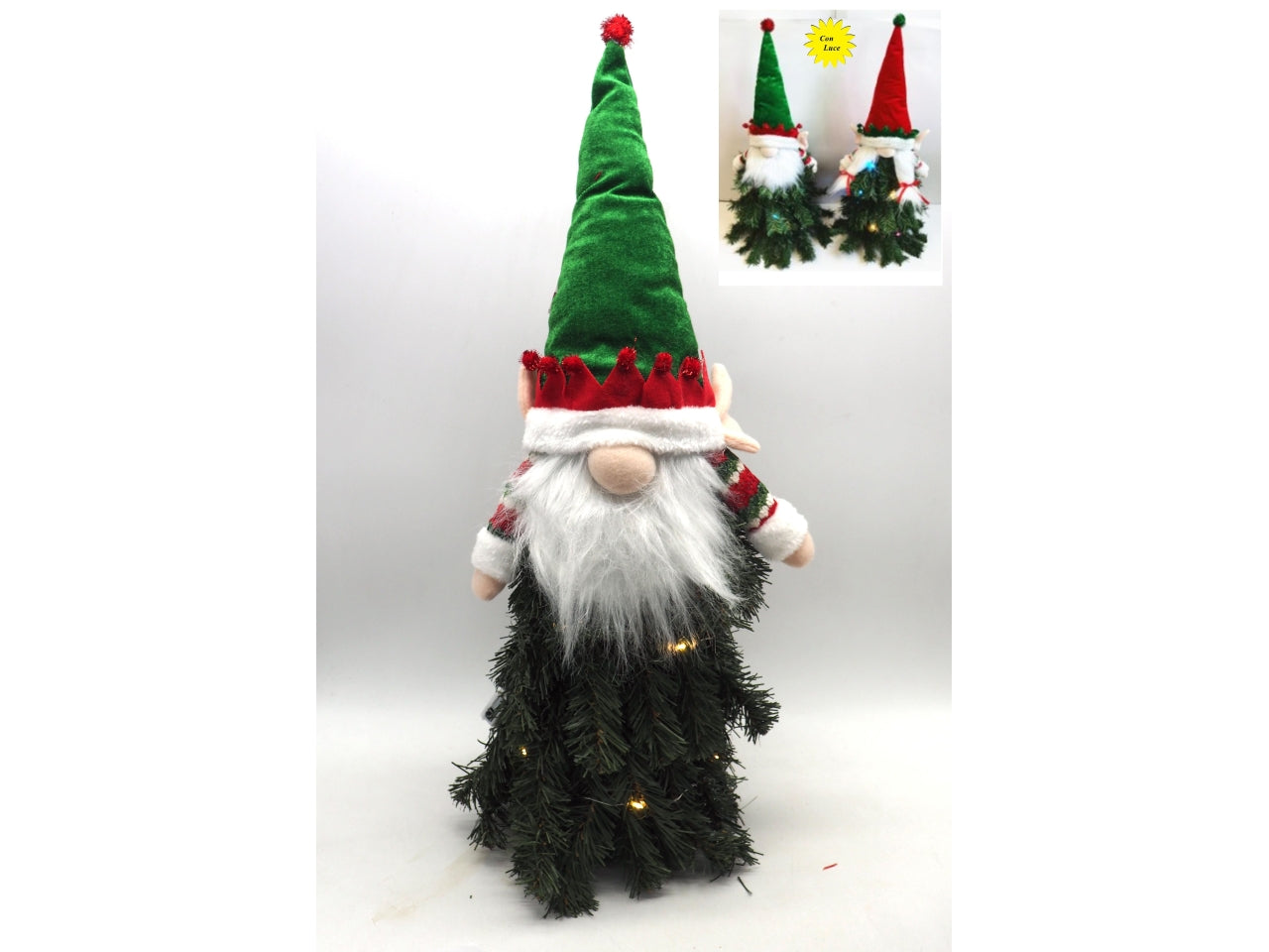 Albero 62cm con luci e puntale babbo natale o mamma natale