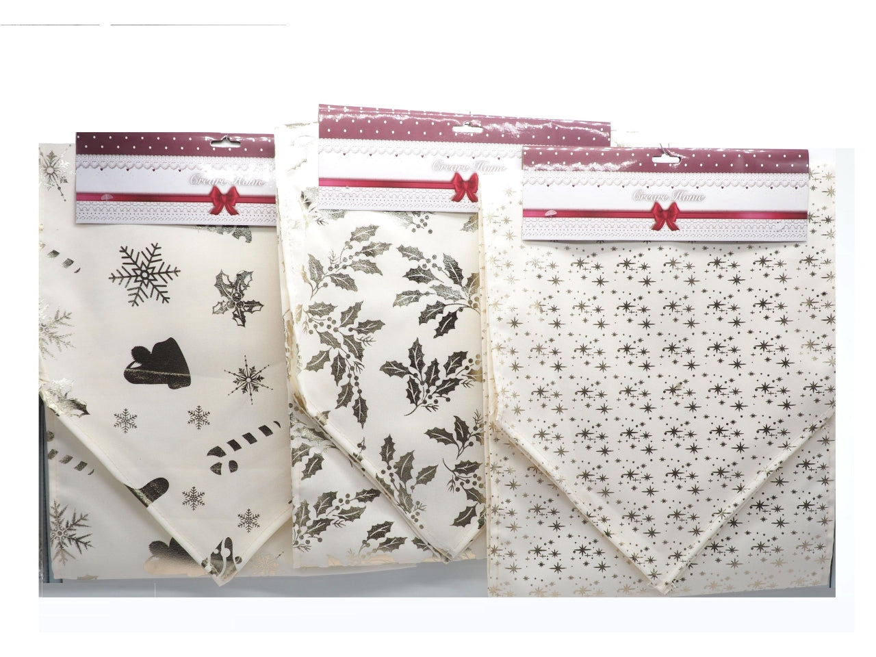 Runner 150x32cm panna con disegni oro assortiti