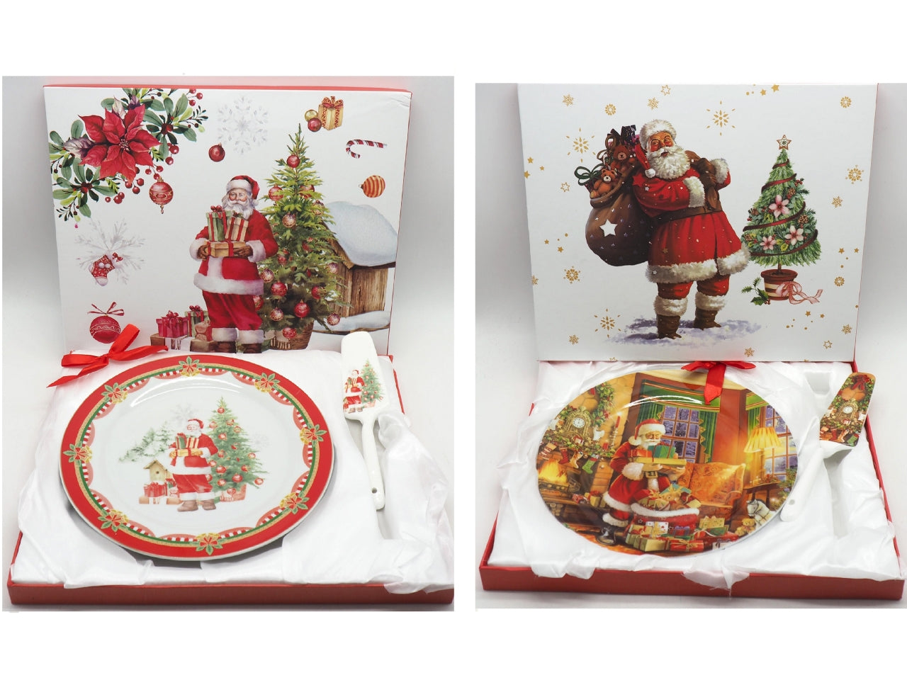 Piatto 27cm con paletta in scatola da regalo, decori assortiti