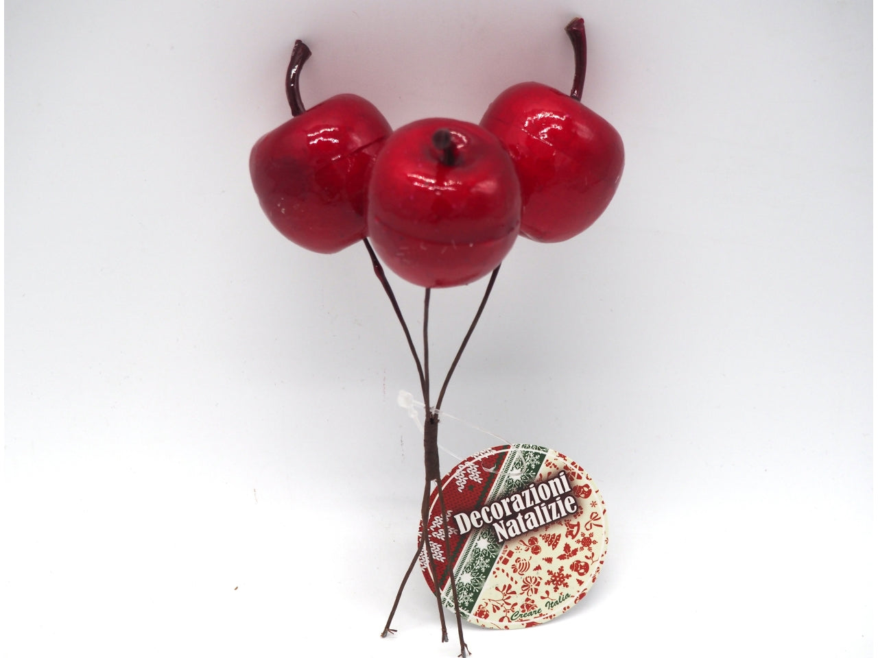 Pick mele a mazzetto 3 pezzi 3,5xh.14cm rossi