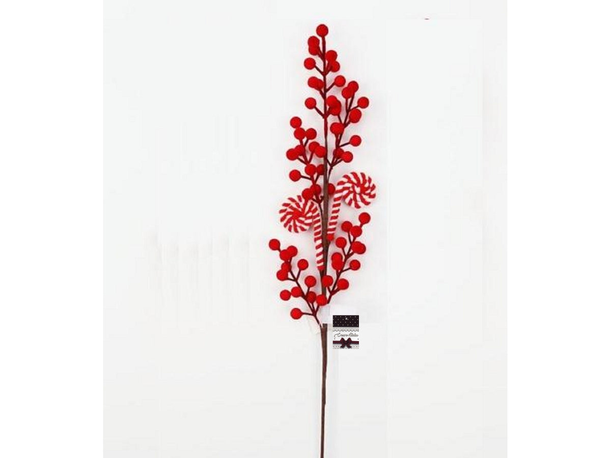 Ramo bacche 64cm linea candy rosso