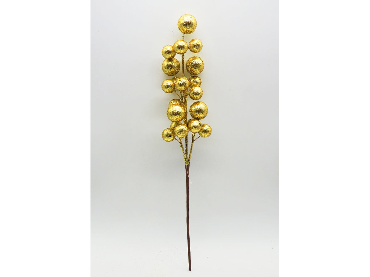 Ramo bacche 40cm glitterato oro