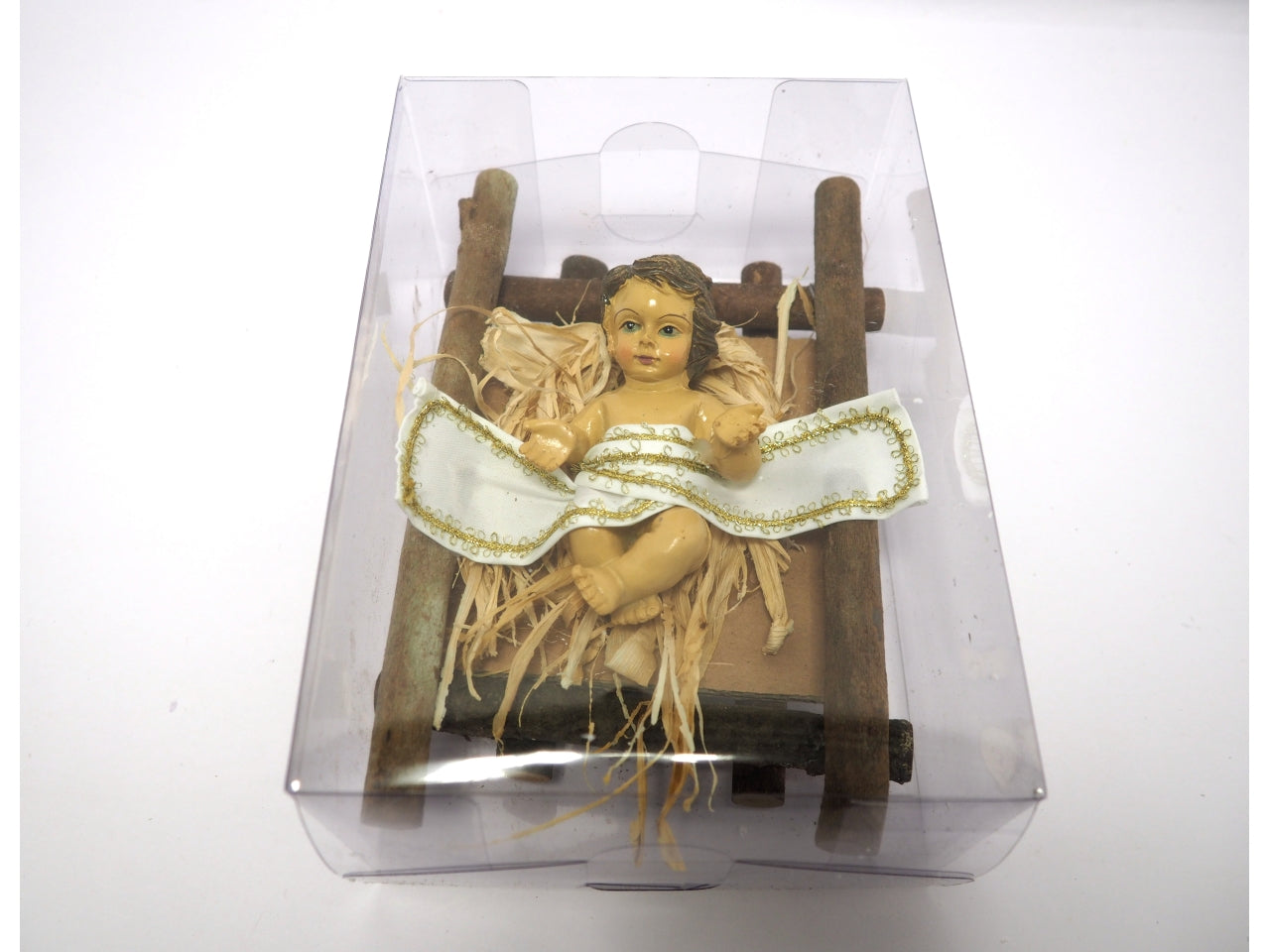 Gesu' bambino medio 12cm con culla in legno