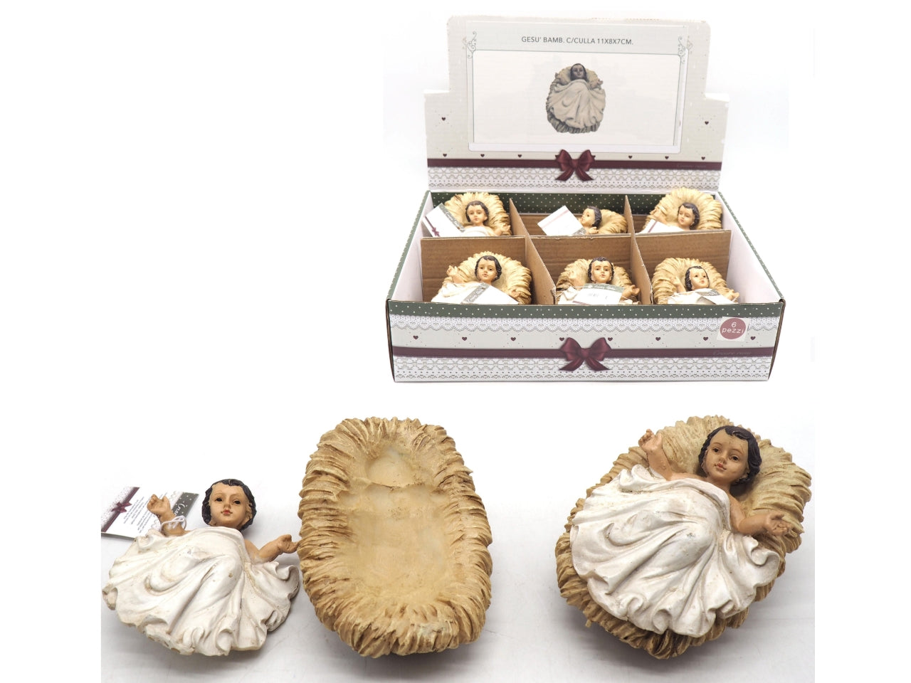 Gesu' bambino con culla 11x8x7cm.