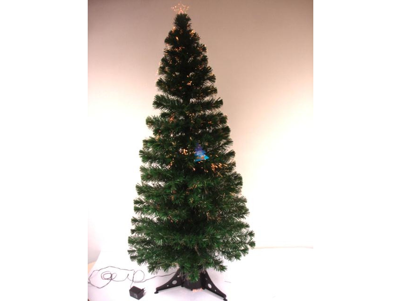 Albero 180cm verde 230tips con fibre ottiche multicolor e puntale stella