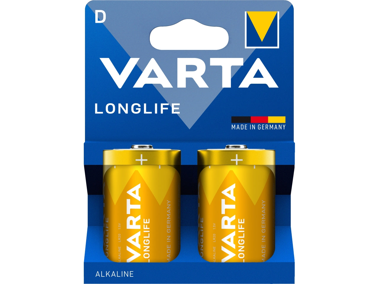 Varta longlife torcia D in blister da 2 pezzi