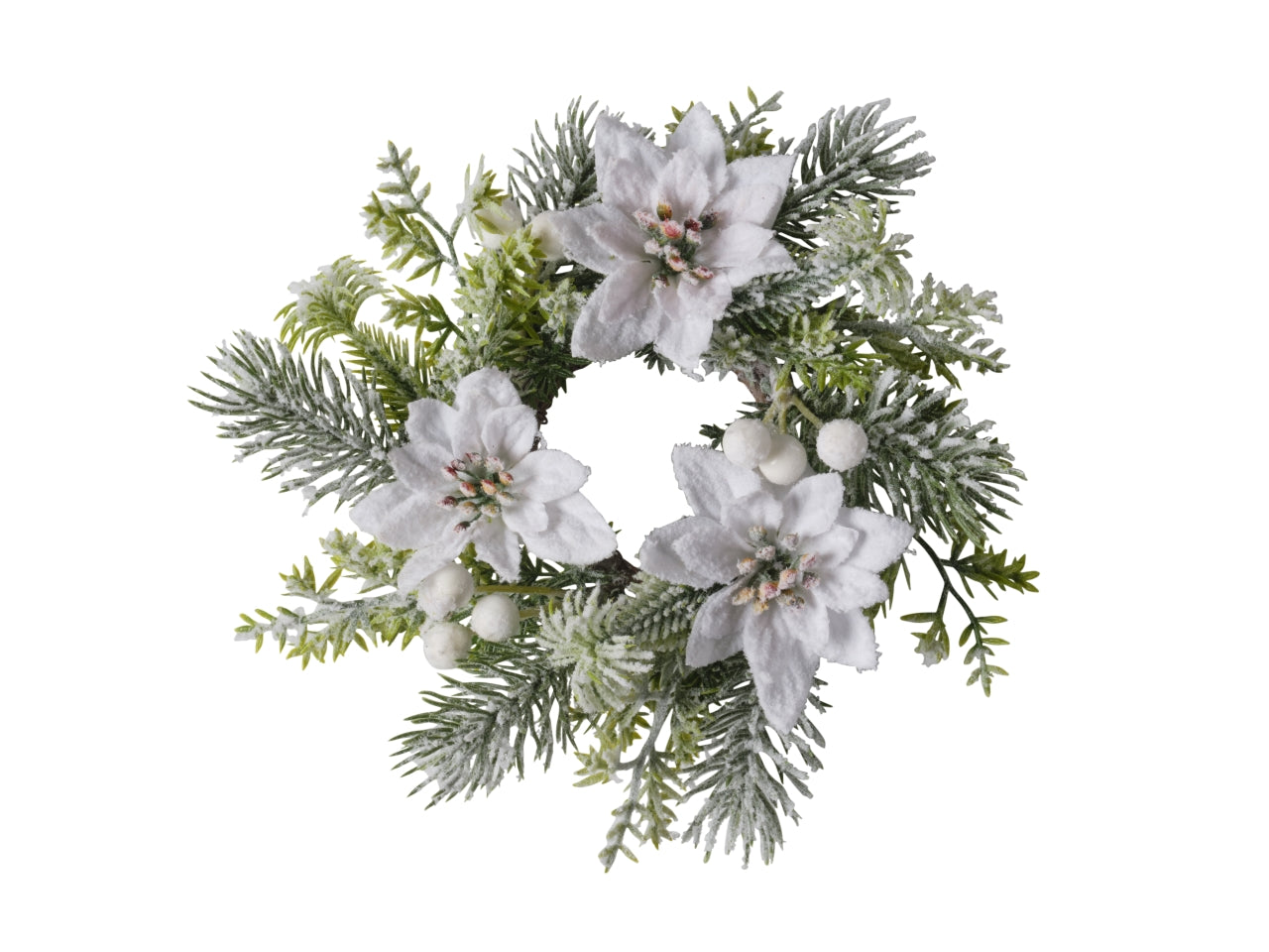 Corona stelle natale d.24cm 304 bianco snowed