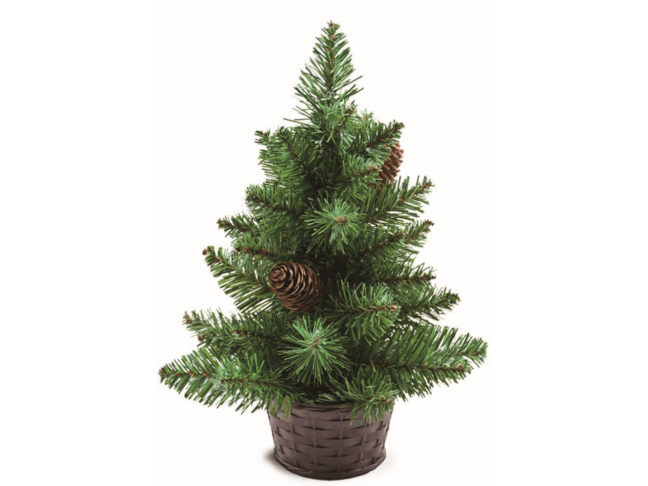 Albero 75cm con pigne e cestino, 95rami diametro 45cm