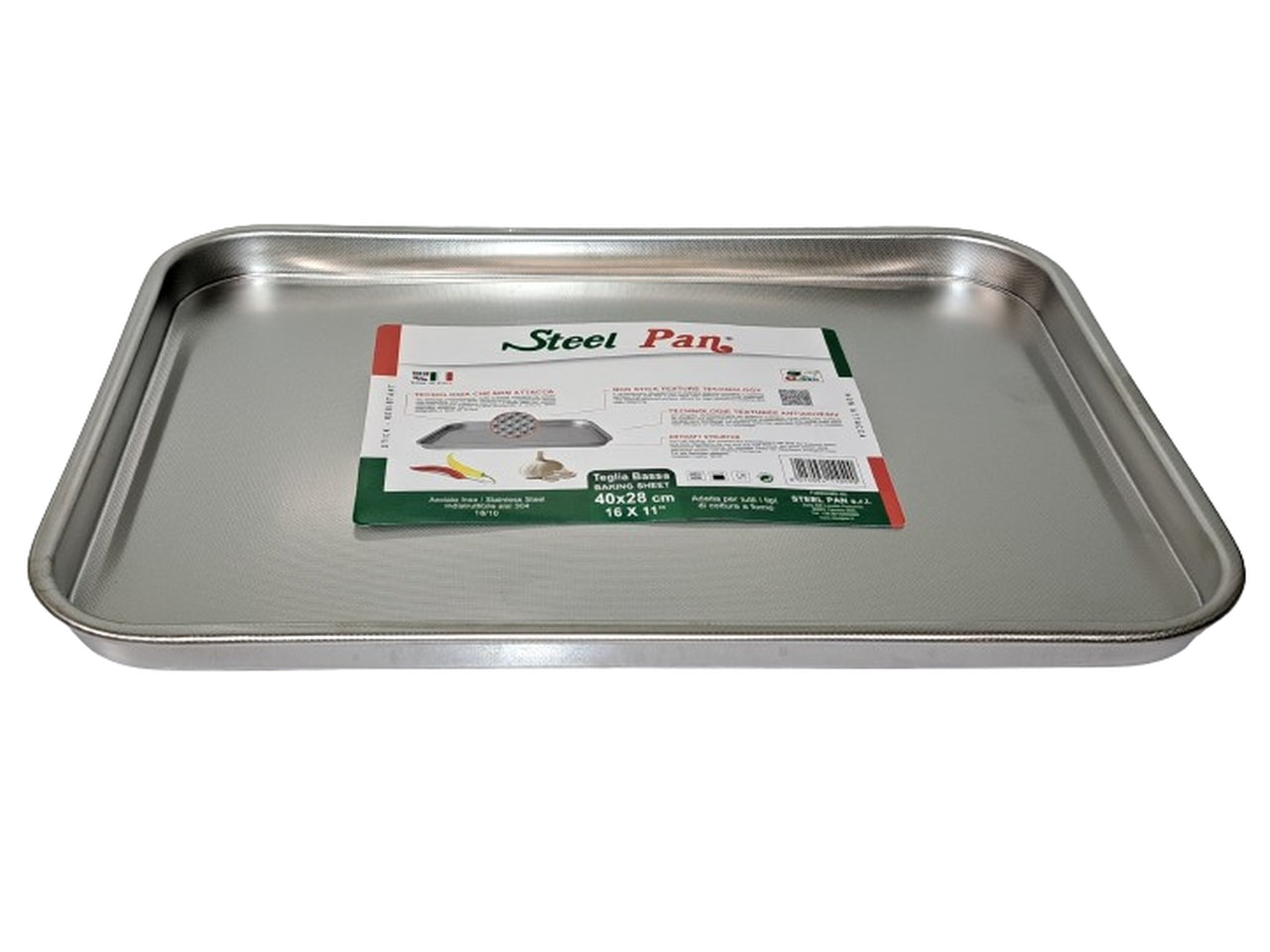 Teglia bassa rettangolare 30cm inox 18/10 anti-aderente