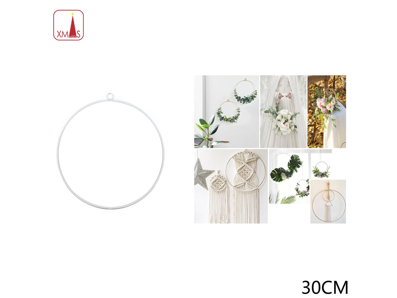 Anello 30cm decorativo in metallo bianco