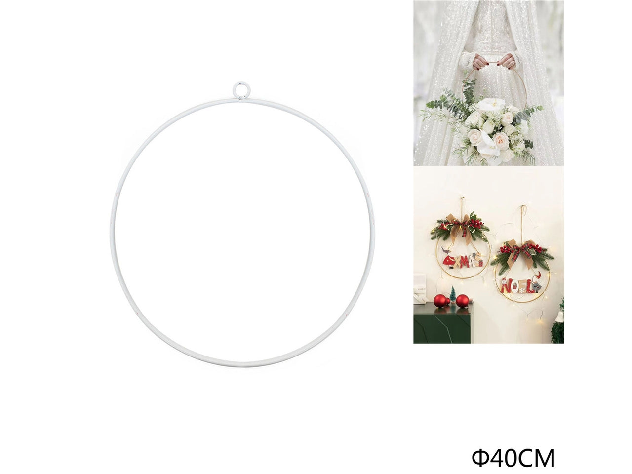 Anello 40cm decorativo in metallo bianco