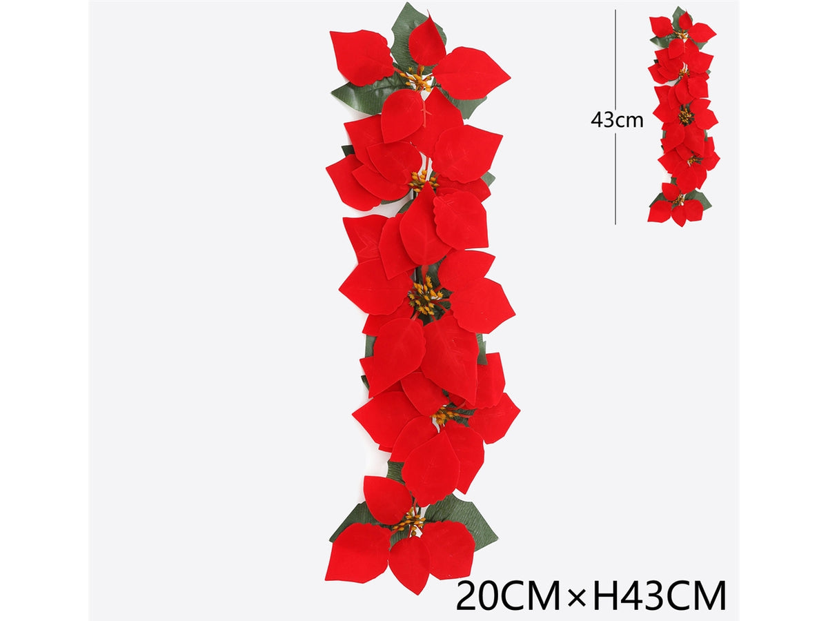 Ghirlanda 43cm con stelle di natale rosse