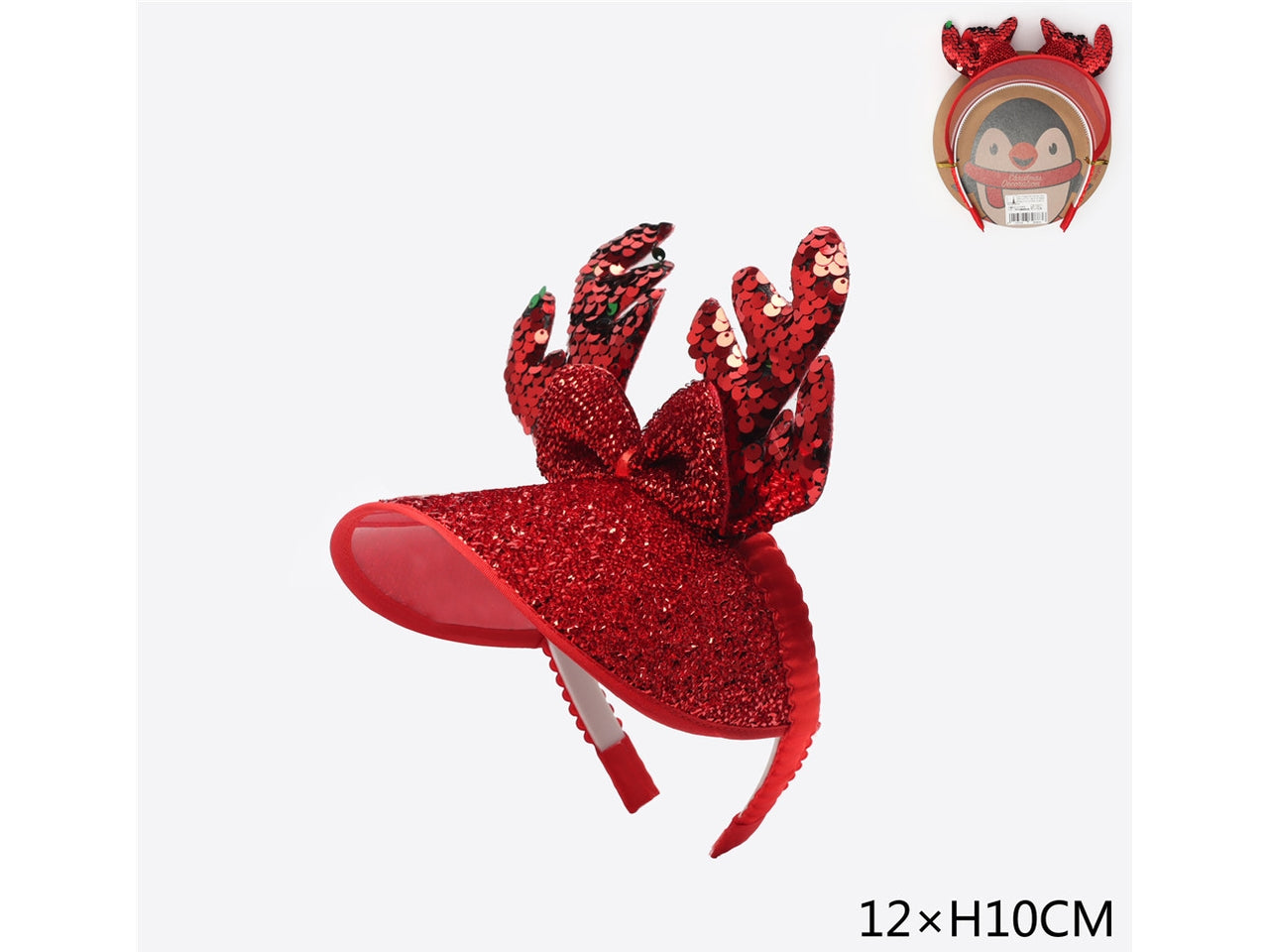 Cerchietto berretto renna 10x12cm rosso