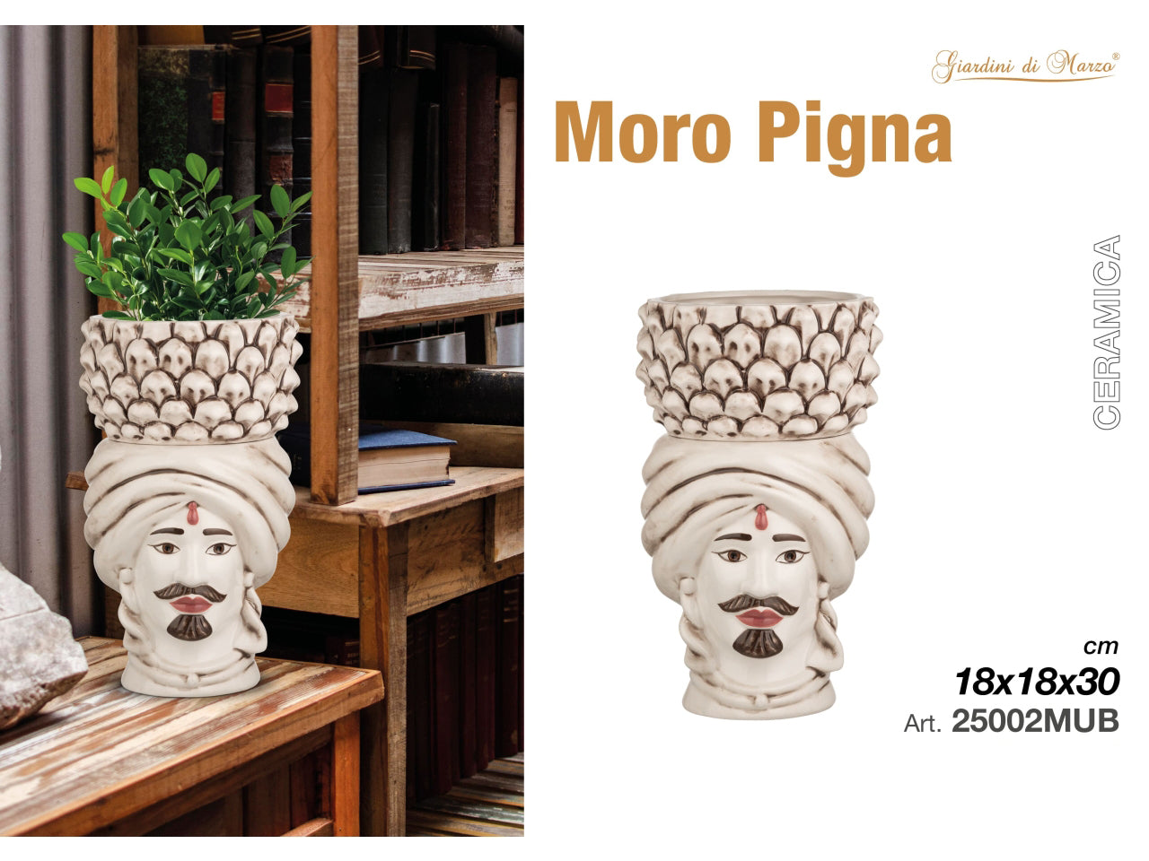 Moro uomo 30cm anticato con pigna