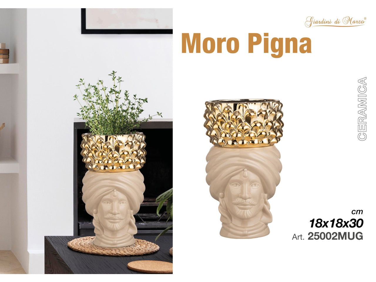 Moro uomo 30cm tortora con pigna gold